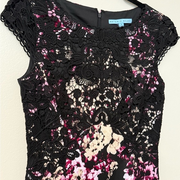 Antonio Melani Y2K crochet floral elegant straight Women's knee length Dress - Picture 2 of 8